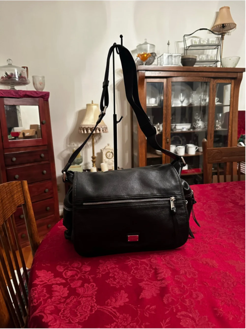 Dolce & Gabbana Black Leather Crossbody Messenger Bag w/ Silver Hardware